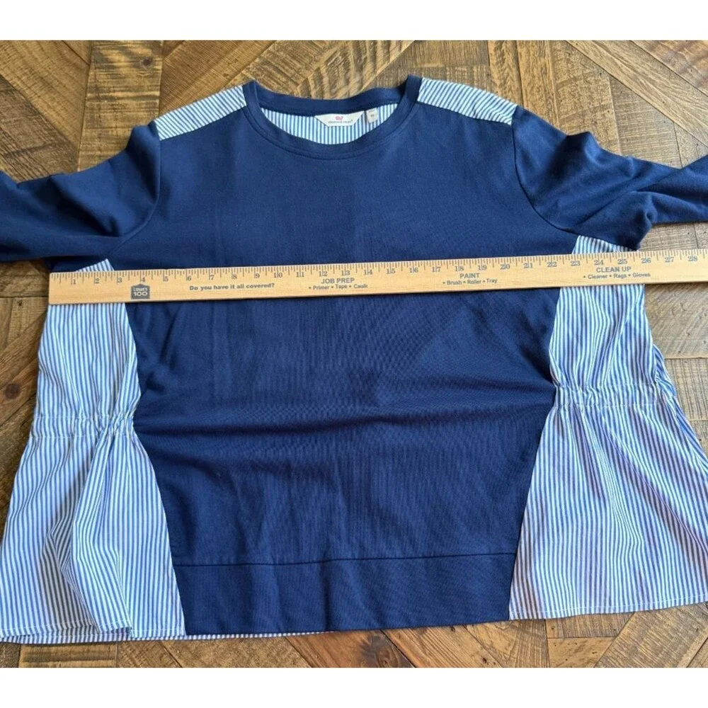 Vineyard Vines Mixed Media Tie Back Striped Top Womens XL Blue White Preppy - Picture 11 of 11